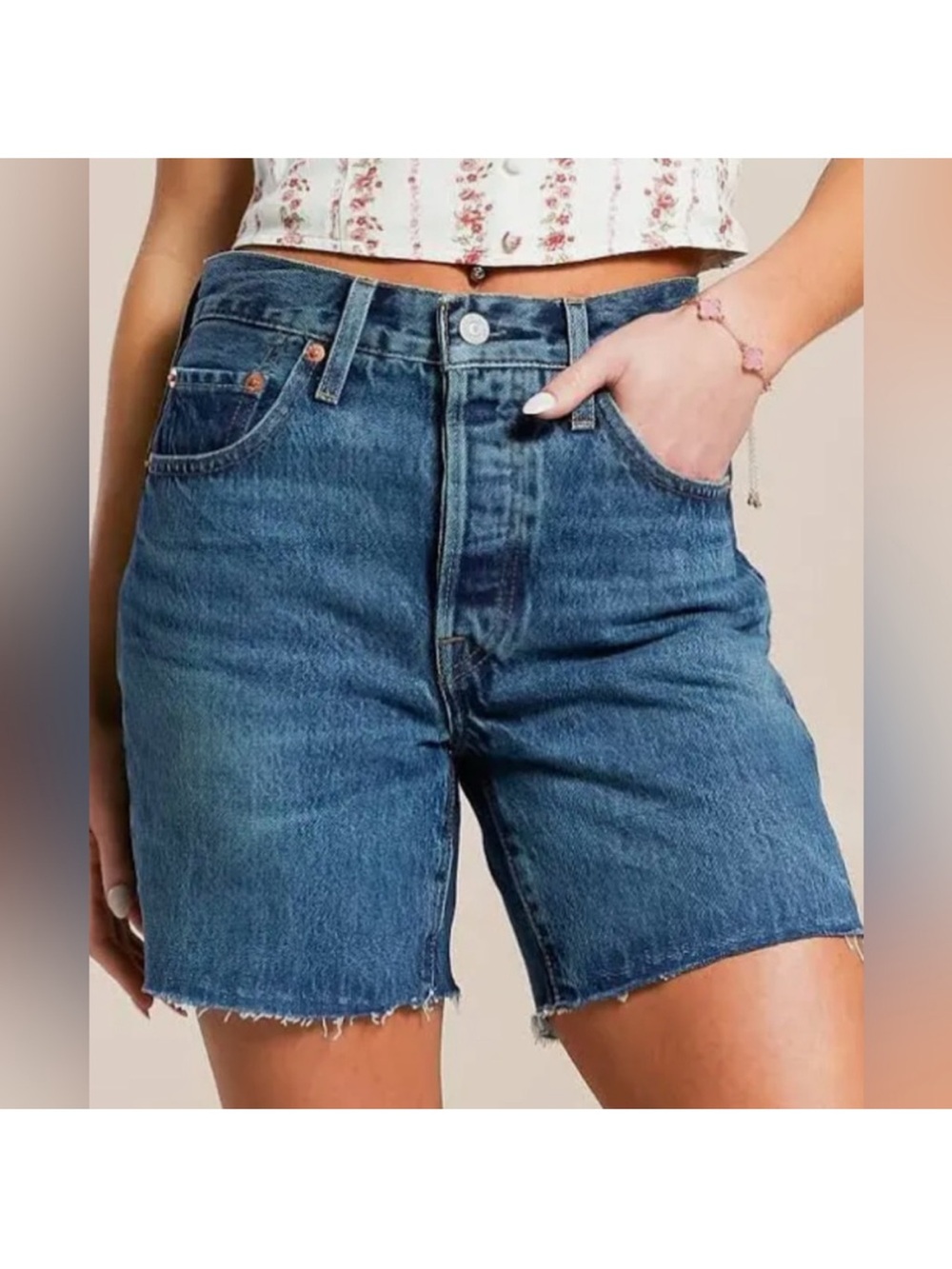 Levi's 501 Classic Blue High-Rise Denim Cutoff Shorts NWT!
